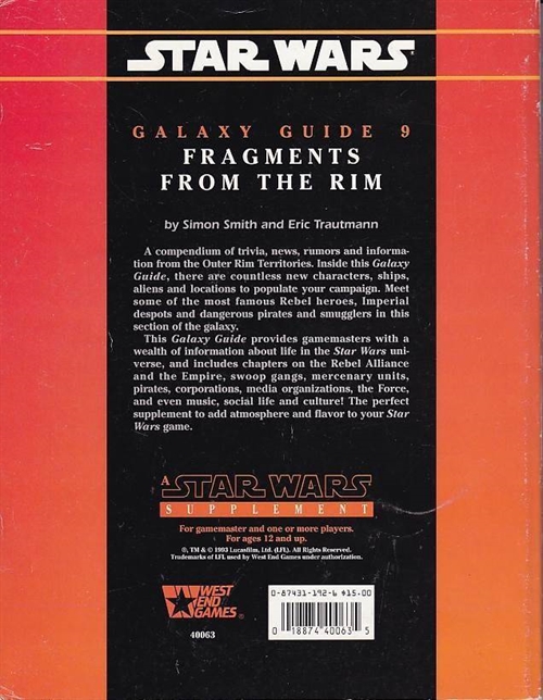 Star Wars D6 - Galaxy Guide 9 Fragments From the Rim (Genbrug)